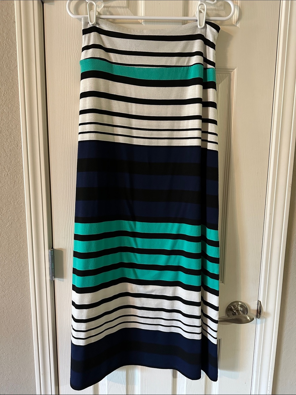 Mossimo Supply Co. Striped Maxi Skirt in White, Navy & Teal